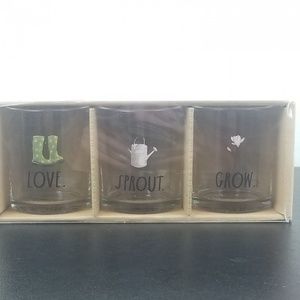 Rae Dunn 3 Mini Votives LOVE SPROUT GROW